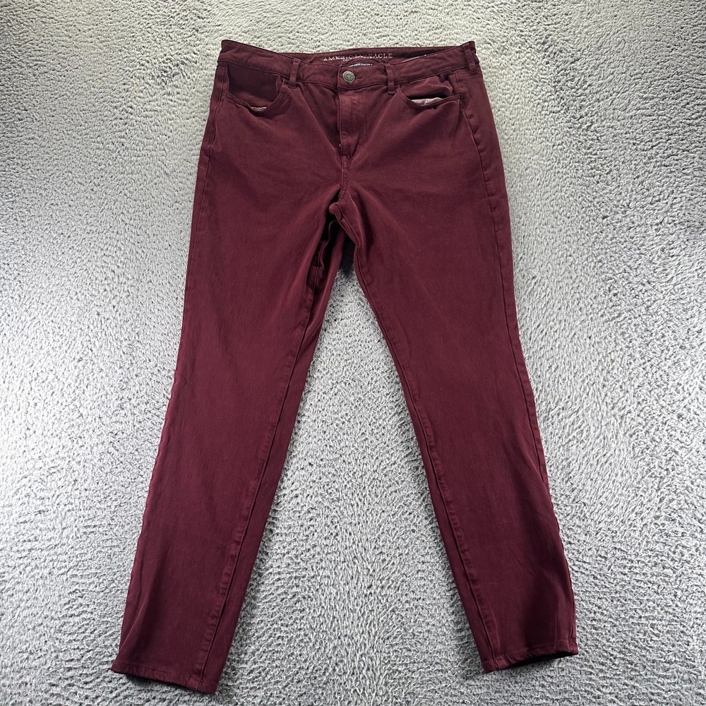 American Eagle Outfitters Jeans Womens 14 Red Denim Jegging Stretch High Rise